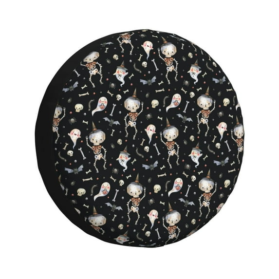 Logiee cute Skull bone Print Spare Tire Cover, Universal Wheel Protectors,Waterproof Dust-Proof UV Sun Wheel Tire Cover,Fit for SUV, RV, Travel Trailer, Truck-17 inch
