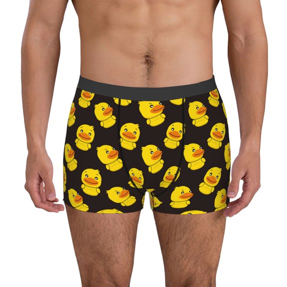 Logiee cute duck Print Mens Boxer Briefs,Boxer Briefs for Men,Breathable Stretch Underwear,Boys Boxer Briefs-Large