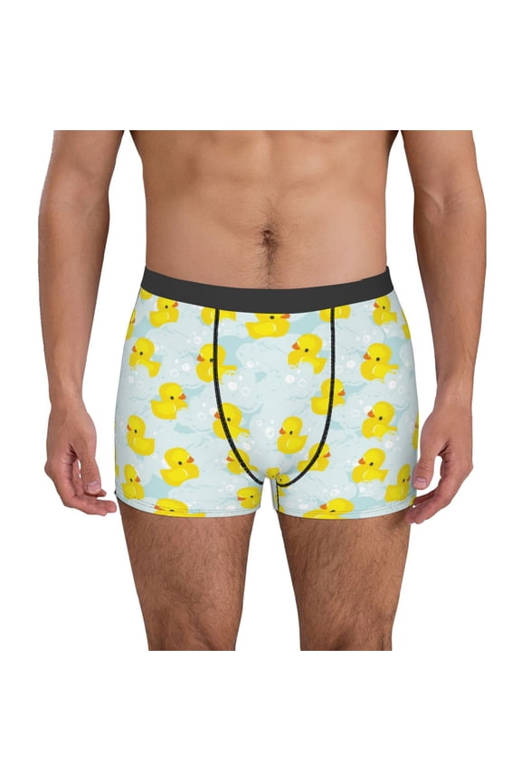 cute rubber duck Print Mens Boxer Briefs,Boxer Briefs for Men,Breathable Stretch Underwear,Boys Boxer Briefs-Large