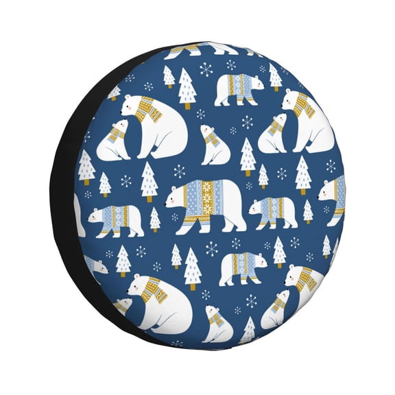 Logiee cute winter bear Print Spare Tire Cover, Universal Wheel Protectors,Waterproof Dust-Proof UV Sun Wheel Tire Cover,Fit for SUV, RV, Travel Trailer, Truck-14 inch
