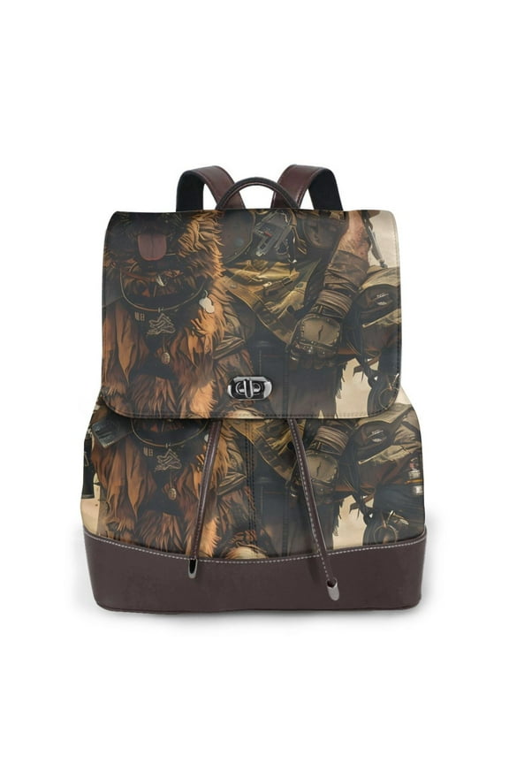 Logiee desert Man Shepherd Dog Print Backpack Purse for Women,Fashion Leather Backpack Purse,Women's Leather Backpack for Work College Travel