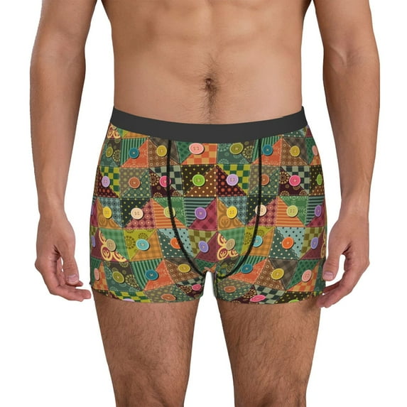 Logiee different patchwork Print Mens Boxer Briefs,Boxer Briefs for Men,Breathable Stretch Underwear,Boys Boxer Briefs-XX-Large