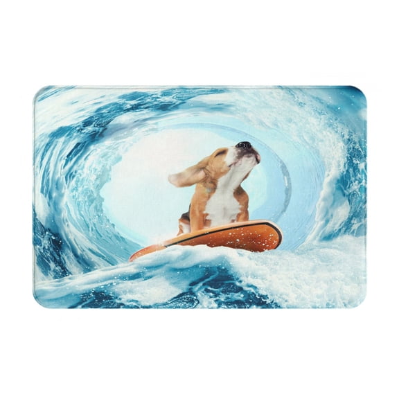 Logiee dog surfing on surfboard Print Welcome Mats for Entryway,Door Mat for Front Door,Entry Mat,Doormat for Garden, Garage, Patio, Home, Porch Decor