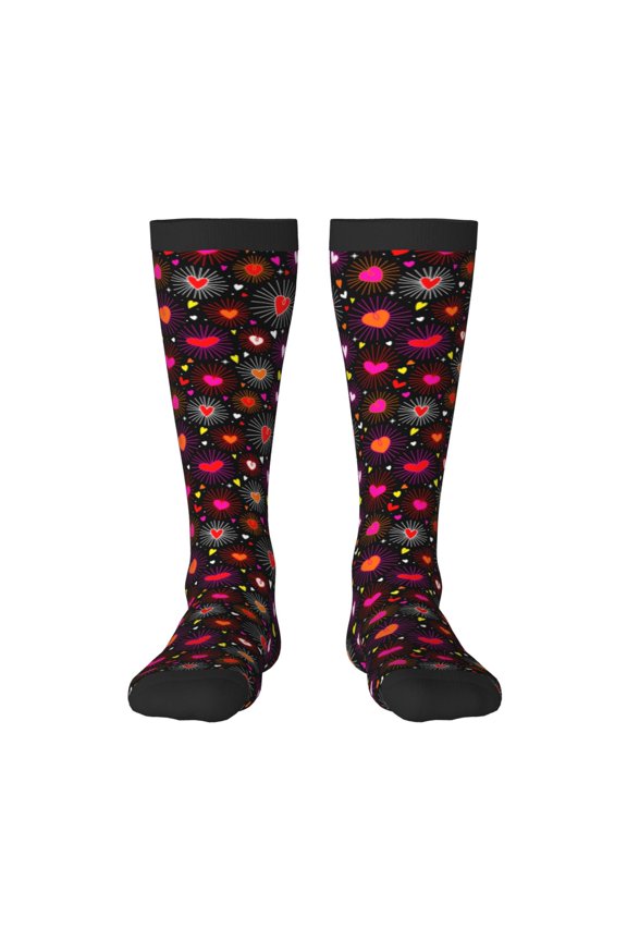 doodle hearts Print Gift Stocking Stuffers,Adult Stockings,Novelty Socks,Funny Socks Birthday Running Walking Sleeping