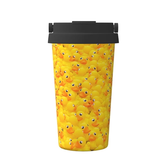 Logiee duck floating in the pool Print Stainless Steel Coffee Tumbler, Travel Coffee Mug, Insulated Coffee Mug with Lid, Spill Proof Coffee Cup, Portable Thermal Mug