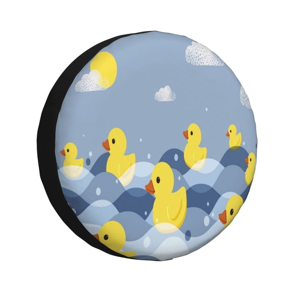 Logiee ducklings swim on the sea waves Print Spare Tire Cover, Universal Wheel Protectors,Waterproof Dust-Proof UV Sun Wheel Tire Cover,Fit for SUV, RV, Travel Trailer, Truck-15 inch