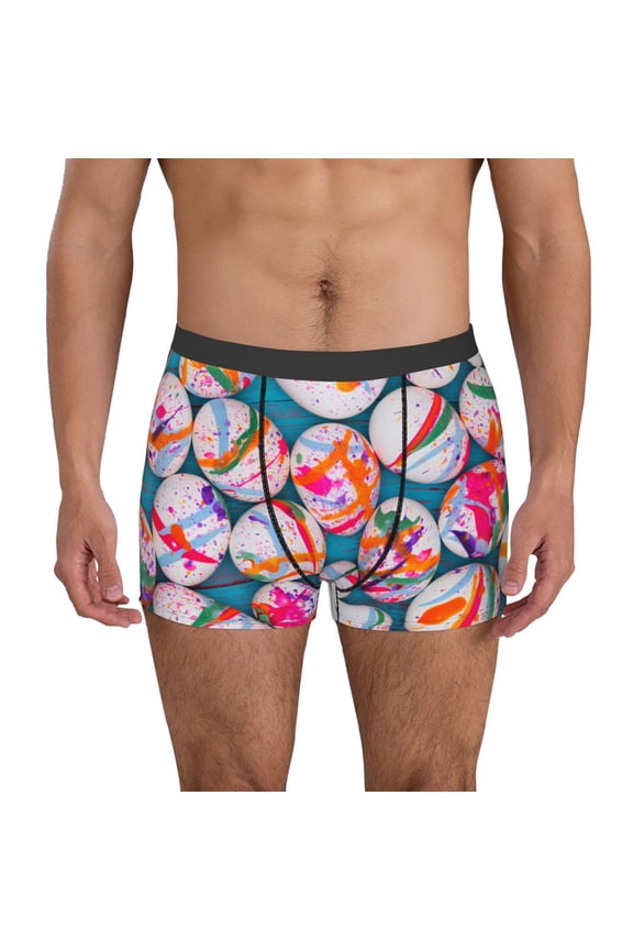 eggs Print Mens Boxer Briefs,Boxer Briefs for Men,Breathable Stretch Underwear,Boys Boxer Briefs-Large