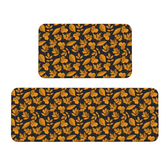 Logiee fall leaf Print Kitchen Mats for Floor Sets of 2,Waterproof Kitchen Rugs,Non Slip Comfort Standing Mat Rug for Home,Runner,Sink,Office,Laundry