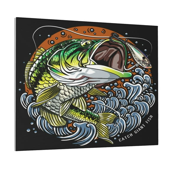 Logiee fishing bass Print Canvas Wall Art ,Art Poster,Canvas Decorative Picture,Decor Wall Pictures for Living Room Bedroom Bathroom,Ready to Hang