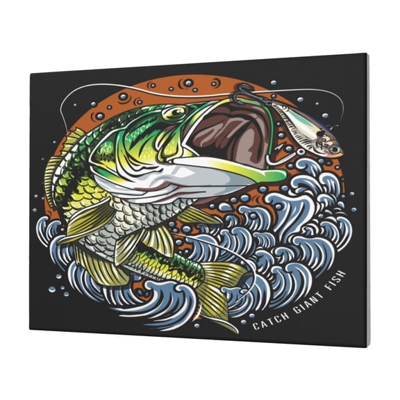 Logiee fishing bass Print Canvas Wall Art,Canvas Picture Prints with Frame, Wall Art Decorative,Canvas Decorative,Suitable for Living Room Bedroom Office Room 30x40