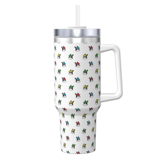 Logiee french bulldog sport golf cap Print 40OZ Ice Bully Cup with Handle and Straw, Double Wall Stainless Steel Tumbler,Travel Coffee Cup with Lid, Summer Insulation and Cooling Cup