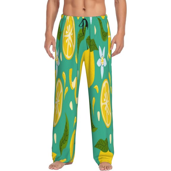 Logiee fruits Print Pajama Pants for Men,Men’s Pajama Bottoms,Mens PJ Pants with Pockets & Button Fly-XX-Large
