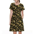 thumbnail image 1 of Logiee glod Skull snake bird Print Womens Summer Dress,Casual Short Sleeve Sundresses,Beach A-line Shift Dress with Pockets, 1 of 6