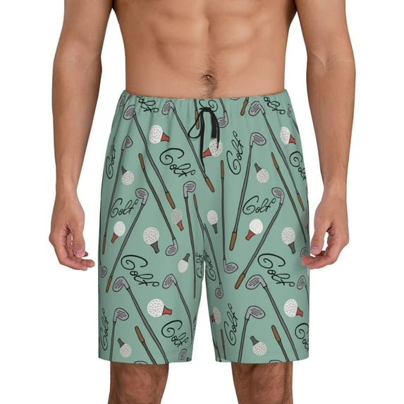Logiee golf equipment Print Men's Pajama Shorts with Drawstring & Pockets,Sleep Shorts for Men,Sleepwear Bottoms,Elastic Waistband Loungewear-Medium