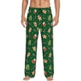 thumbnail image 1 of Logiee green Christmas Element Print Pajama Pants for Men,Men’s Pajama Bottoms,Mens PJ Pants with Pockets & Button Fly-Small, 1 of 6