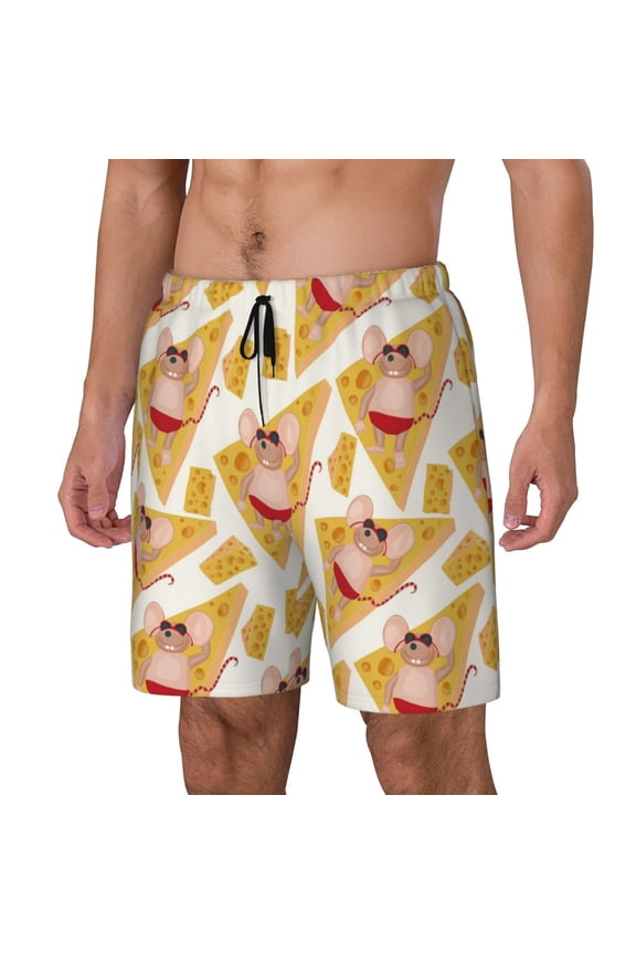 mouse holiday Print Men's Swim Trunk,Quick Dry Board Shorts ,Men's Swim Trunks with Compression Liner, Bathing Suits with Pockets-Large