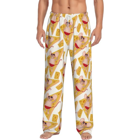 Logiee mouse holiday Print Pajama Pants for Men,Men’s Pajama Bottoms,Mens PJ Pants with Pockets & Button Fly-Medium