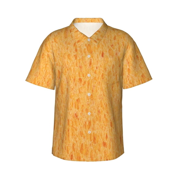 Logiee nachos cracker Print Mens Hawaiian Shirts,Loose-Fit Short Sleeve Button Down Tropical Aloha Beach Shirt,Summer Vacation Wedding Tops,Small