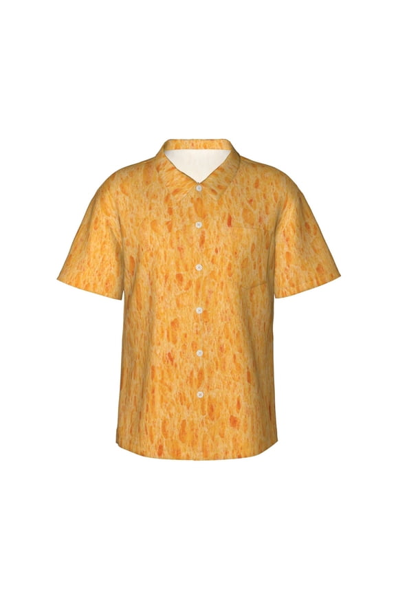 nachos cracker Print Mens Hawaiian Shirts,Loose-Fit Short Sleeve Button Down Tropical Aloha Beach Shirt,Summer Vacation Wedding Tops,Small