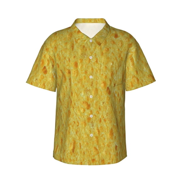 Logiee nachos cracker Print Mens Hawaiian Shirts,Loose-Fit Short Sleeve Button Down Tropical Aloha Beach Shirt,Summer Vacation Wedding Tops,Small