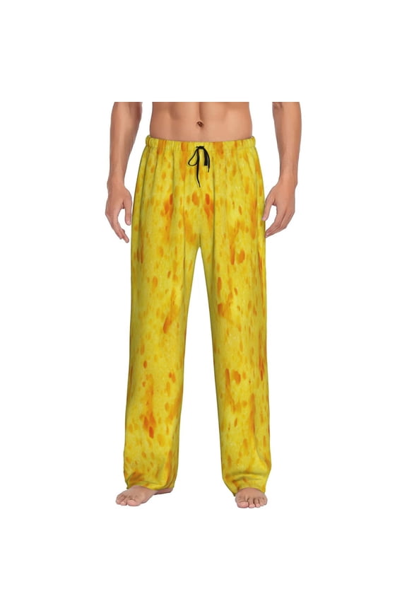 nachos cracker Print Pajama Pants for Men,Men’s Pajama Bottoms,Mens PJ Pants with Pockets & Button Fly-Small