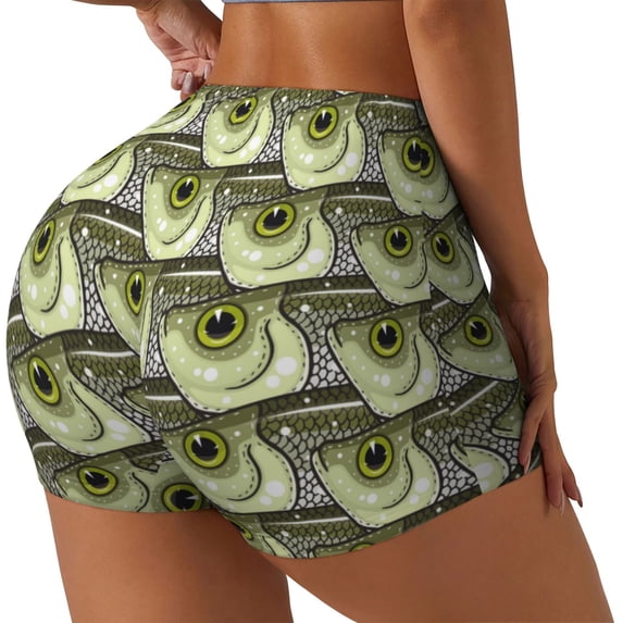 Logiee pelecus cultratus Print Women's Biker Shorts,Workout Gym Shorts,Scrunch Shorts,Tummy Control Hidden Scrunch Running Yoga Shorts-XX-Large