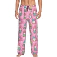 thumbnail image 1 of Logiee pink Holiday Joy Print Pajama Pants for Men,Men’s Pajama Bottoms,Mens PJ Pants with Pockets & Button Fly-Small, 1 of 6