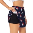 thumbnail image 1 of Logiee pirates skull Print Women 2 in 1 Running Shorts,High Waisted Athletic Shorts,Gym Workout Shorts with Liner Pockets-Small, 1 of 7