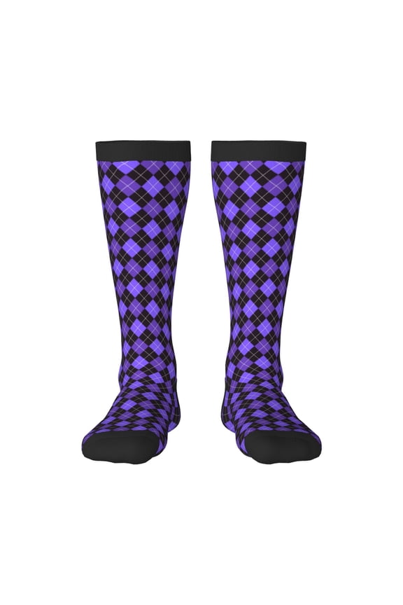 purple argyle Print Gift Stocking Stuffers,Adult Stockings,Novelty Socks,Funny Socks Birthday Running Walking Sleeping
