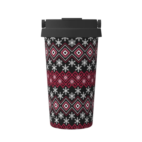 Logiee red Minimalist Snowflake Print Stainless Steel Coffee Tumbler, Travel Coffee Mug, Insulated Coffee Mug with Lid, Spill Proof Coffee Cup, Portable Thermal Mug