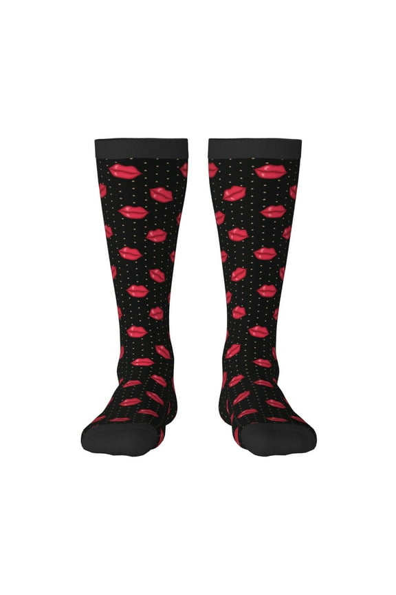 red lips Print Gift Stocking Stuffers,Adult Stockings,Novelty Socks,Funny Socks Birthday Running Walking Sleeping