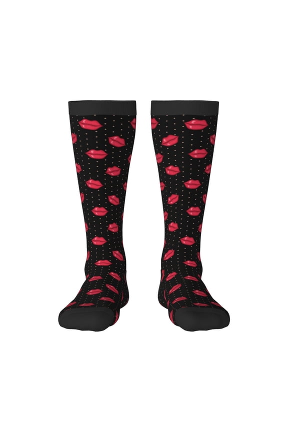 red lips Print Gift Stocking Stuffers,Adult Stockings,Novelty Socks,Funny Socks Birthday Running Walking Sleeping