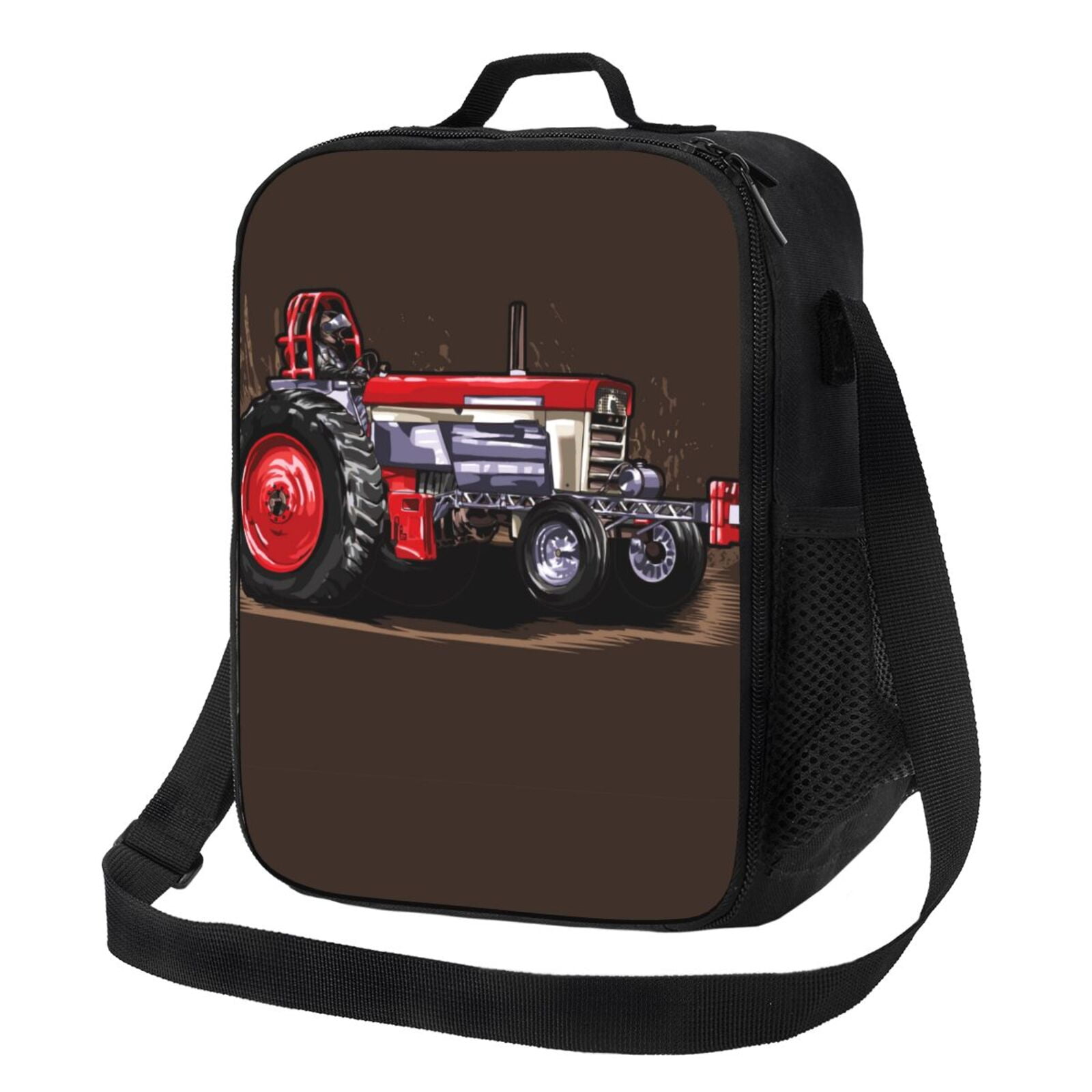 Logiee red tractor Print Insulated Lunch Bag for Women/Men, Reusable Lunch Box for Office Work School Picnic Beach,Leakproof Freezable Cooler Bag with Shoulder Strap