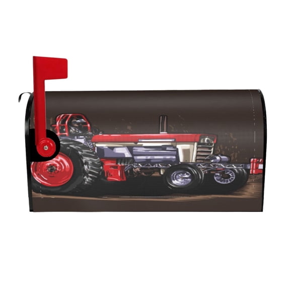 Logiee red tractor Print Post Letter Box Wrap Decor, Mailbox Cover Suitable for Standard Mailbox and Large Size Mailbox,Outdoor Yard Decoration-21x18 in