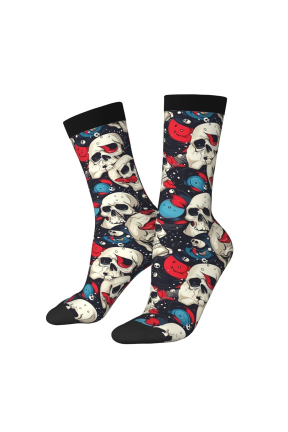 rock record Skull artist Print Adult Socks for Men & Women,Calf Socks, Ankle Socks,Boots Socks,Breathable Casual Sock,Unisex Crew Socks
