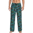 thumbnail image 1 of Logiee skull black cats in mexican Print Pajama Pants for Men,Men’s Pajama Bottoms,Mens PJ Pants with Pockets & Button Fly-Small, 1 of 6