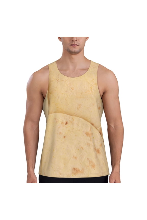 taco tortilla Print Men's Workout Tank Top,Quick Dry Workout Tank Top,Gym Muscle Tee,Fitness Bodybuilding Sleeveless T Shirt-XX-Large