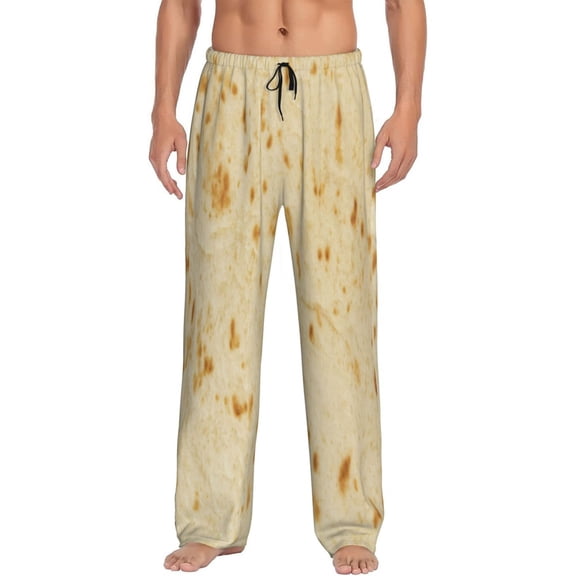 Logiee tortilla Print Pajama Pants for Men,Men’s Pajama Bottoms,Mens PJ Pants with Pockets & Button Fly-Medium