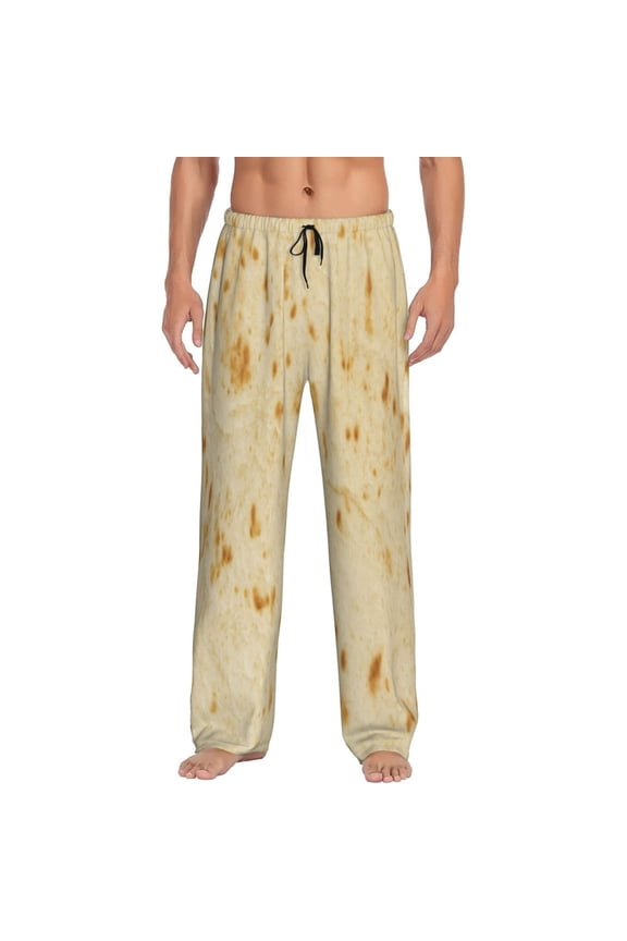 tortilla Print Pajama Pants for Men,Men’s Pajama Bottoms,Mens PJ Pants with Pockets & Button Fly-Small