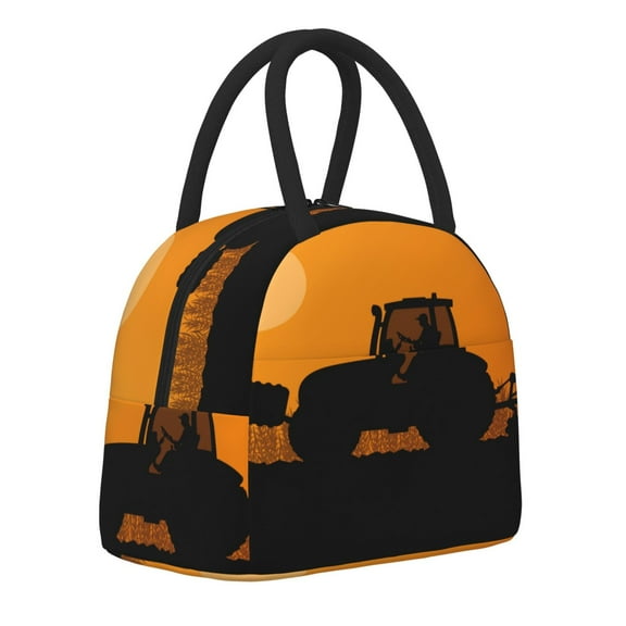 Logiee tractor cultivating the land Print Lunch Bag for Women & Men,Adult Insulated Lunch Box,Food Lunch Containers,Reusable High Capacity Lunch Tote Bags for Work, Travel, Outdoor