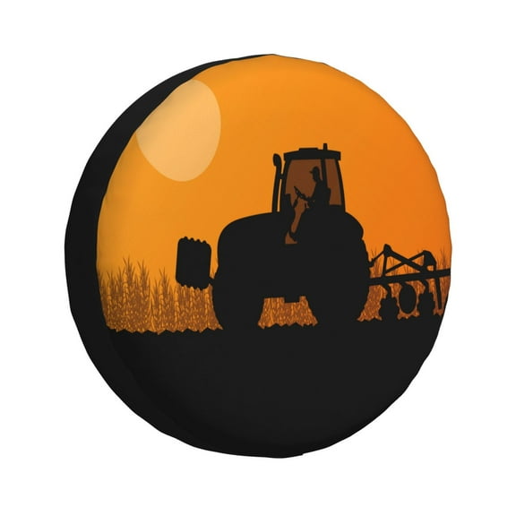 Logiee tractor cultivating the land Print Spare Tire Cover, Universal Wheel Protectors,Waterproof Dust-Proof UV Sun Wheel Tire Cover,Fit for SUV, RV, Travel Trailer, Truck-15 inch