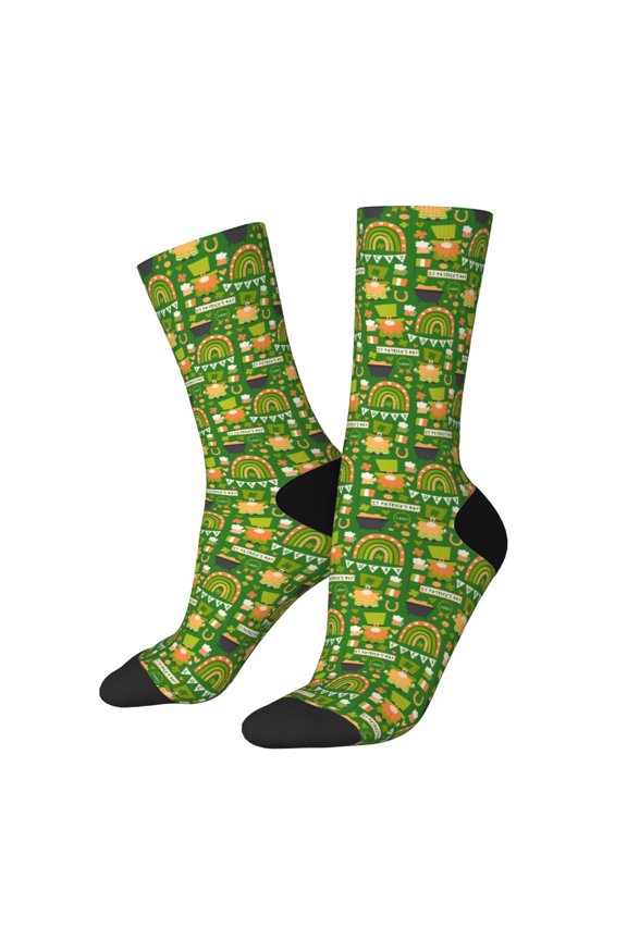 traditional Irish colours Print Adult Socks for Men & Women,Calf Socks, Ankle Socks,Boots Socks,Breathable Casual Sock,Unisex Crew Socks