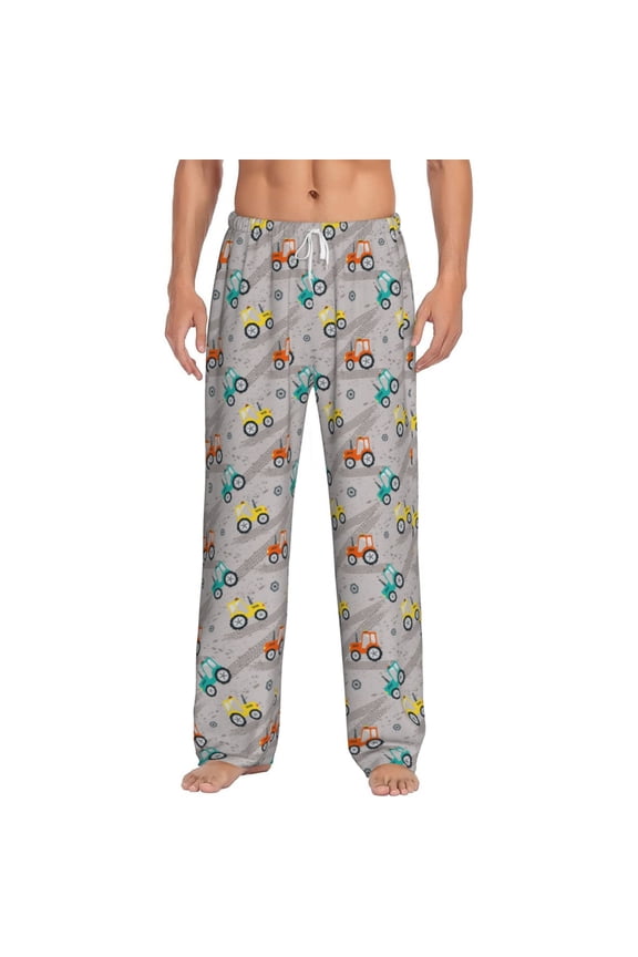 truck car Print Pajama Pants for Men,Men’s Pajama Bottoms,Mens PJ Pants with Pockets & Button Fly-Small