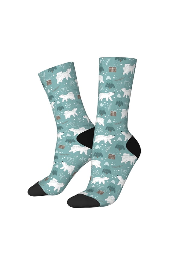 whiter Snow bear Print Print Adult Socks for Men & Women,Calf Socks, Ankle Socks,Boots Socks,Breathable Casual Sock,Unisex Crew Socks