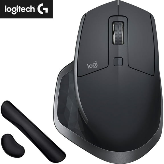 Logitech 910-005965 MX Master 2S Wireless Mouse Bundle with Deco Essentials Keyboard and Mouse Gel Memory Foam Wrist Pads