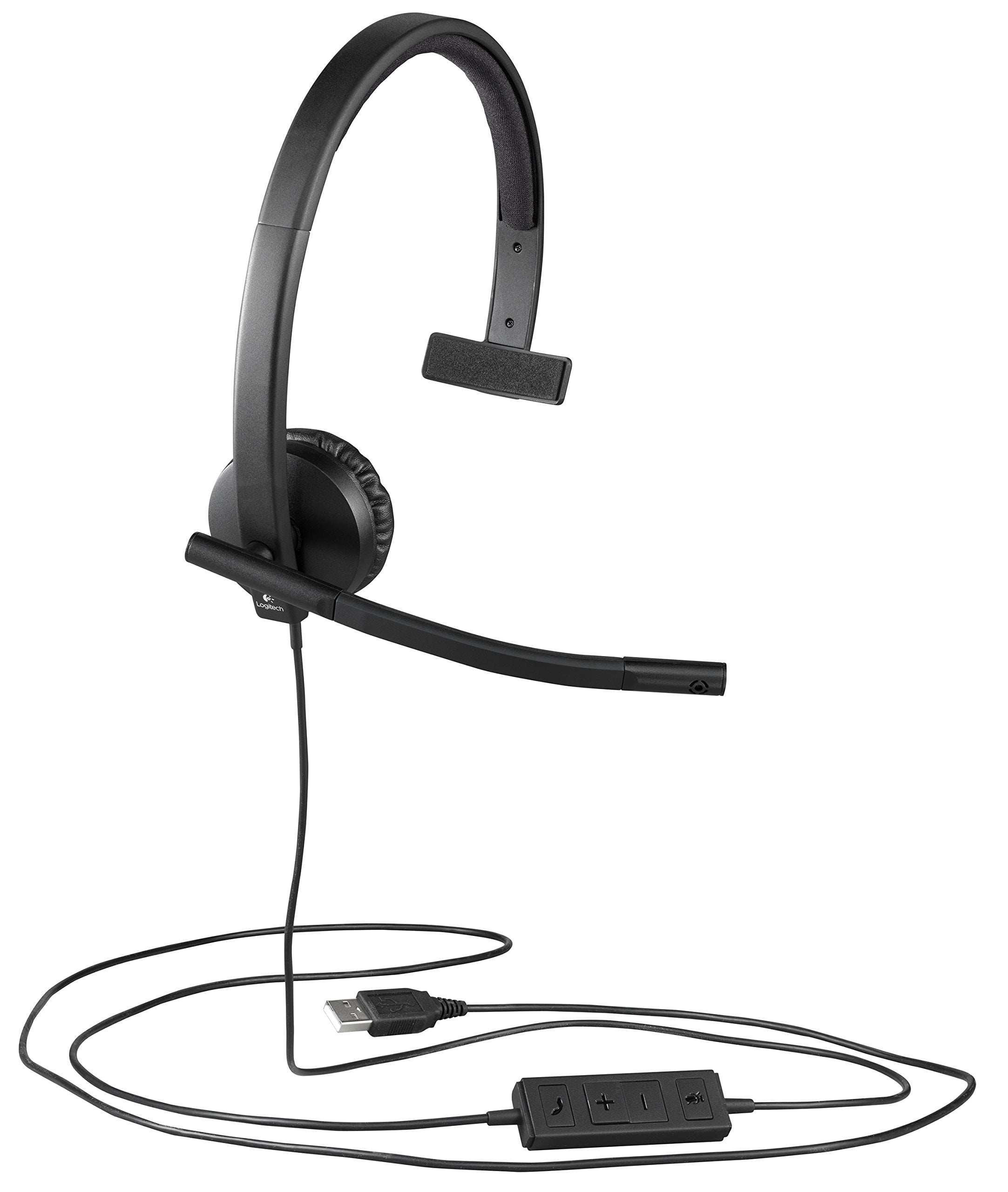Logitech H570e Over-Ear Headphones with USB Mono Headset with Noise-Cancelling Microphone, Black, 1 Pack