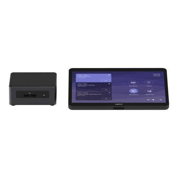 Logitech BASE Microsoft Teams Rooms (no AV) with Tap + Intel NUC - Video conferencing kit - Certified for Microsoft Teams - graphite - with Intel NUC, Logitech JumpStart (90 days)