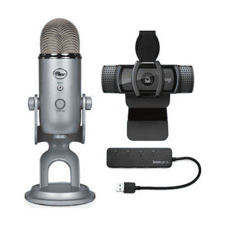 Logitech Blue Yeti USB Microphone Bundle with C920S Pro HD Webcam and USB Hub