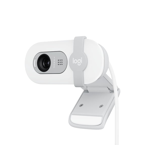 Logitech Brio 100 Full HD 1080p Webcam for Meetings, Streaming, Desktop, Laptop, PC - Built-in Mic, Shutter, Works with Zoom, Microsoft Teams, Nintendo Switch 2s New GameChat Mode-Off -White
