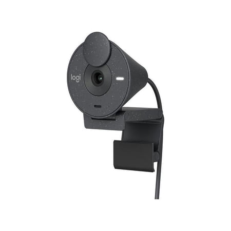 Logitech Brio 300 Full HD webcam, auto light correction, noise reducing mic, privacy shutter, USB-C, works with Microsoft Teams, Google Meet, Zoom, for streaming and video calling